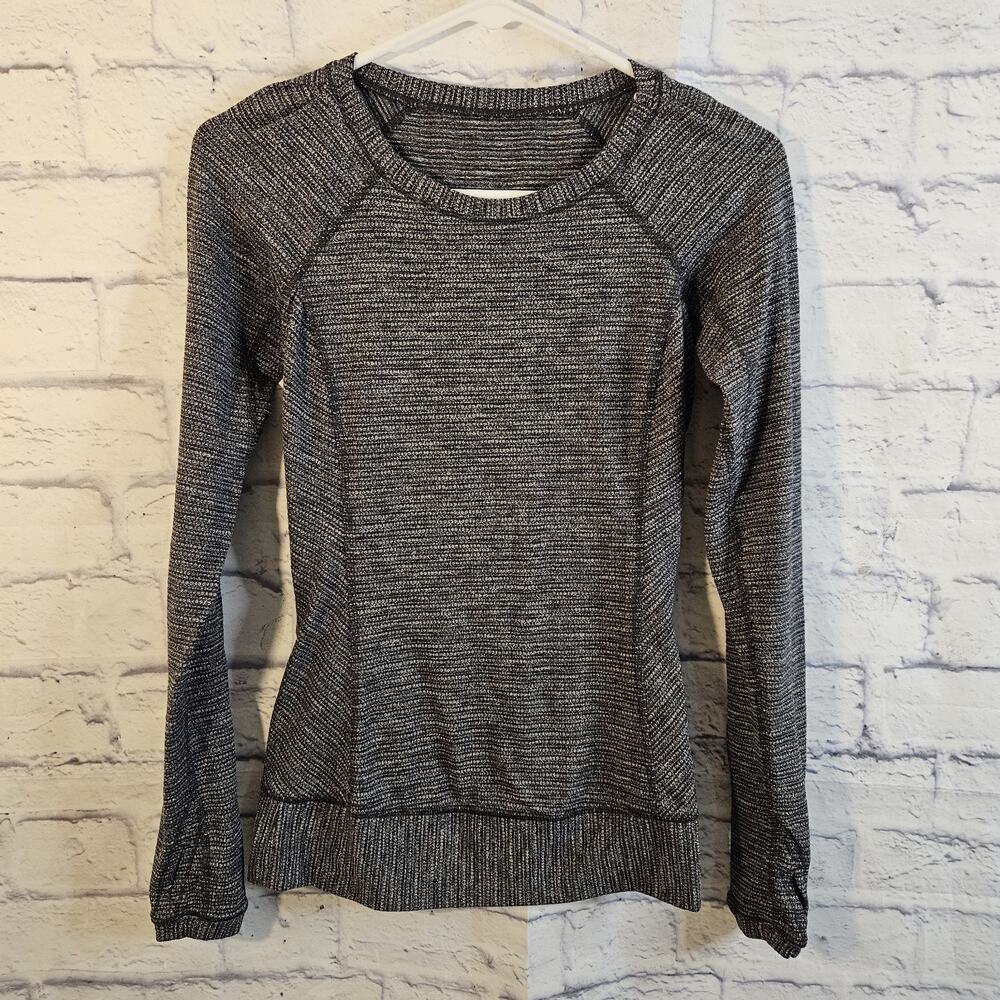 Lululemon Women's Size 2 Race Your Pace Long Sleeve Wee Stripe Black Heather